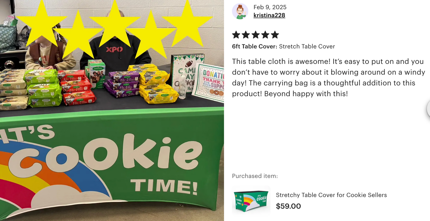 Windproof, Stretchy Cookie Booth- It's Cookie Time!