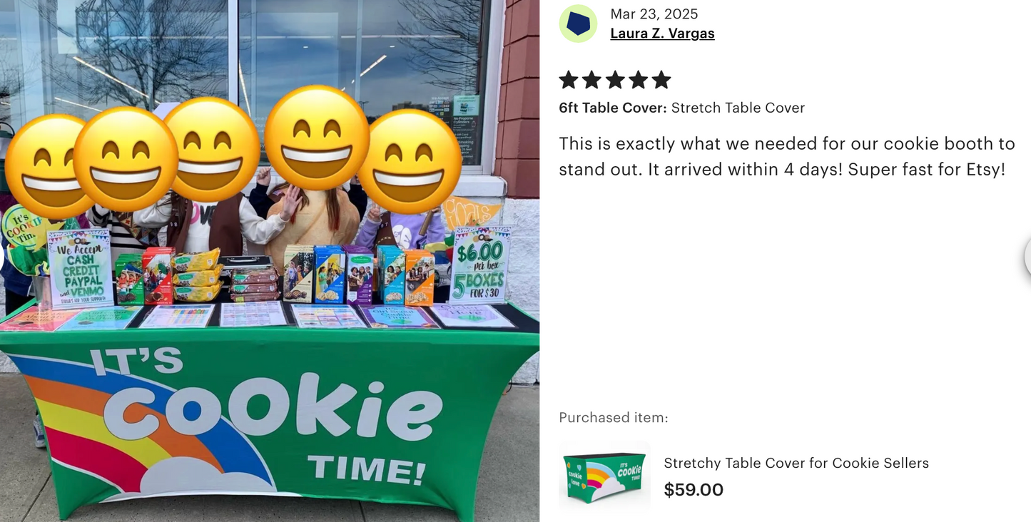 Windproof, Stretchy Cookie Booth- It's Cookie Time!