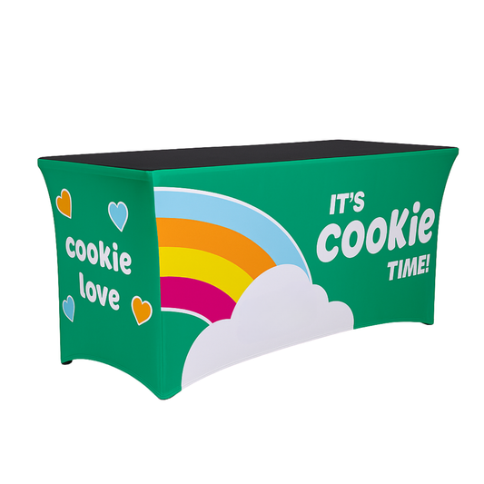 Windproof, Stretchy Table Cover for Girl scout Cookie Sellers | Rainbow
