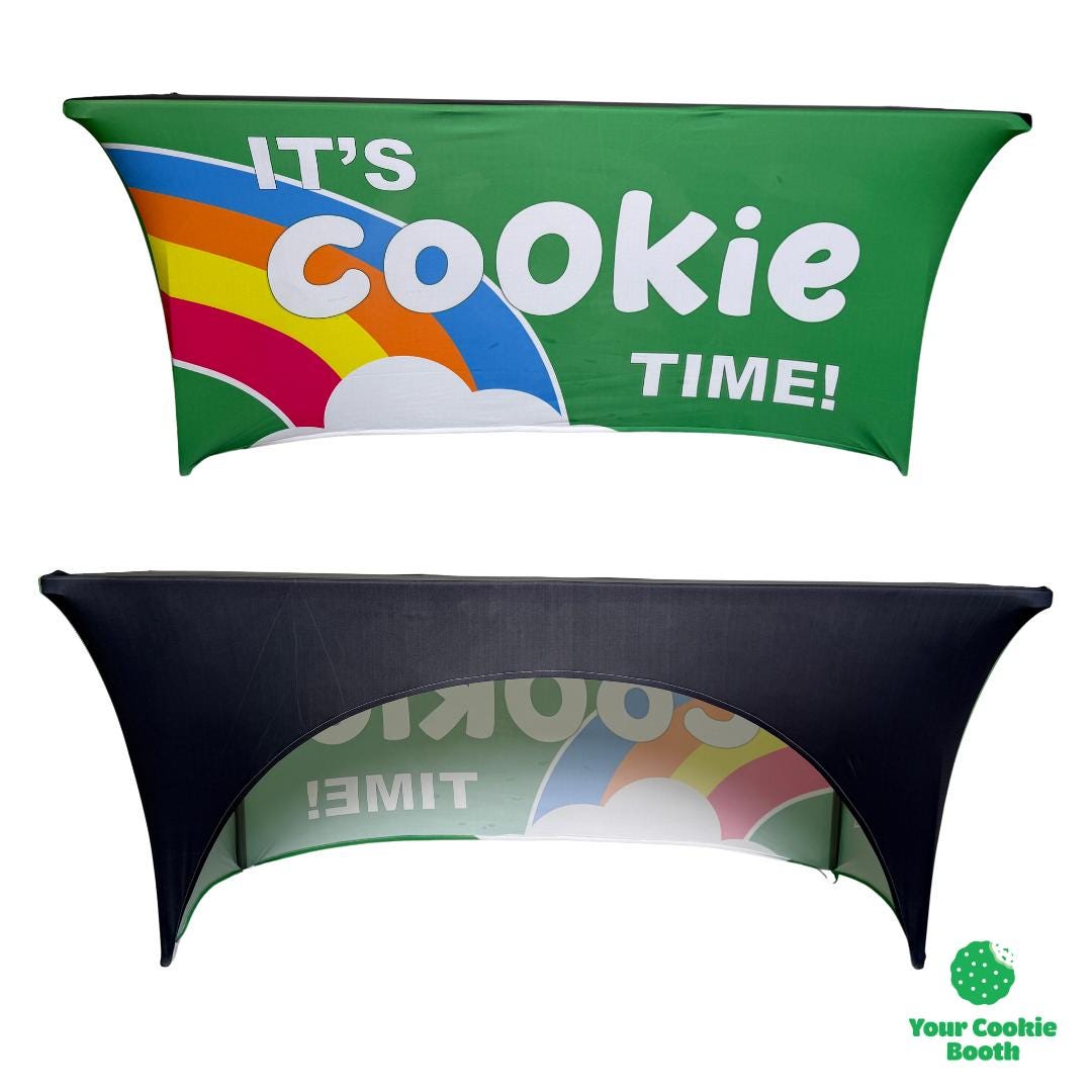 Personalized Stretchy Table Cover for Girl Scout Cookie Sales- For 6 ft table