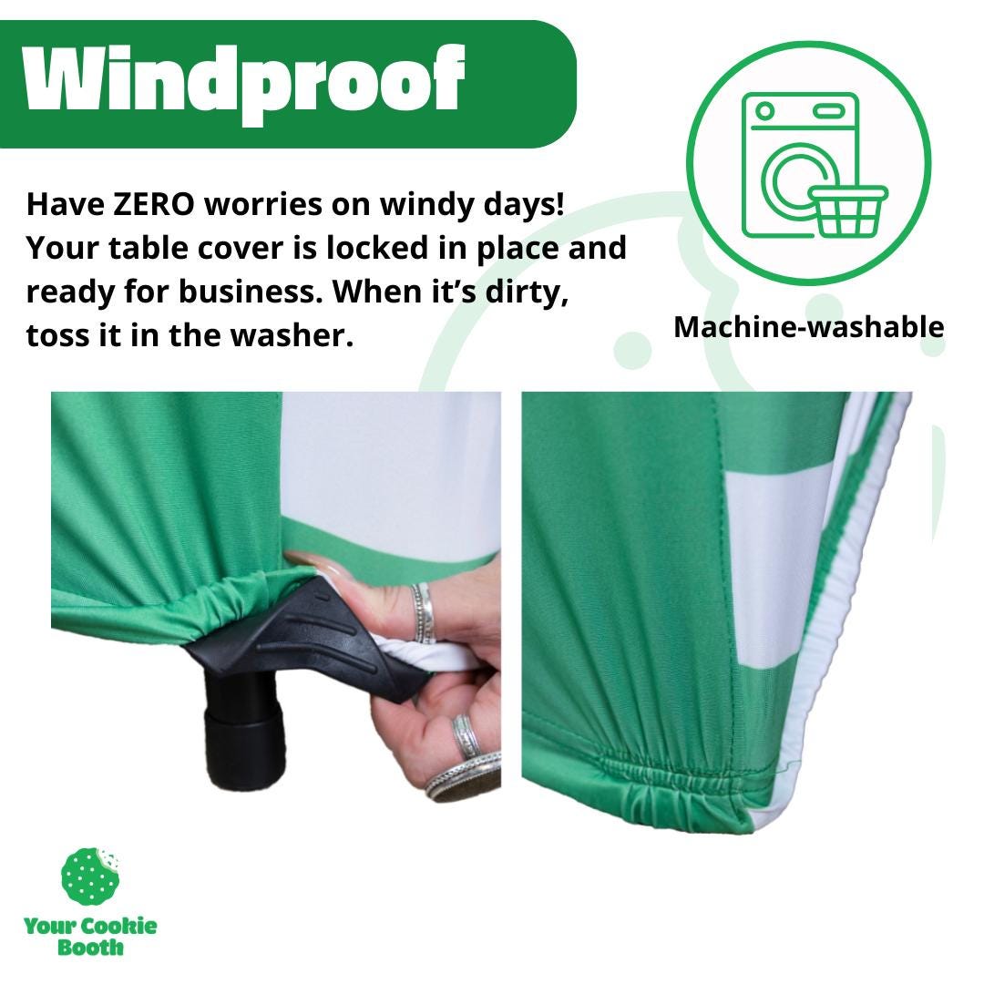 Windproof, Stretchy Table Cover for Girl scout Cookie Sellers | Rainbow