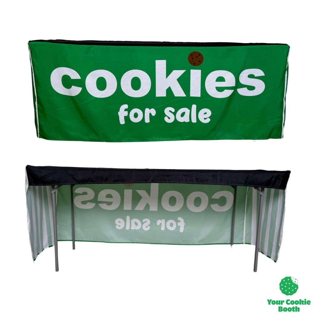 Personalized- Girl Scout Cookie Seller Table Cover | Green & White | for 6ft table