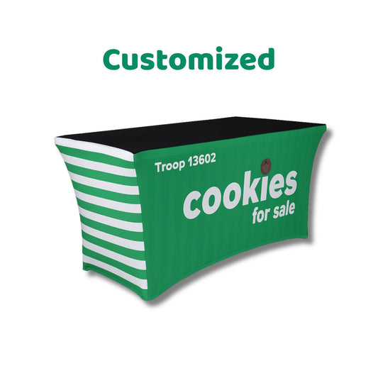 Personalized- Girl Scout Cookie Seller Table Cover | Green & White | for 6ft table