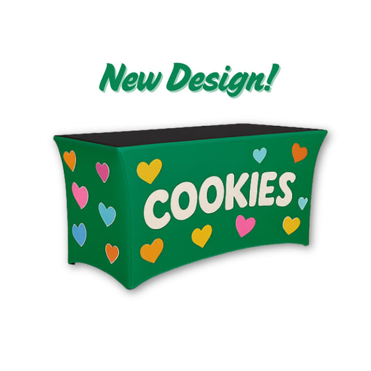 Personalized Girl Scout Cookie Seller Table Cover- HEARTS